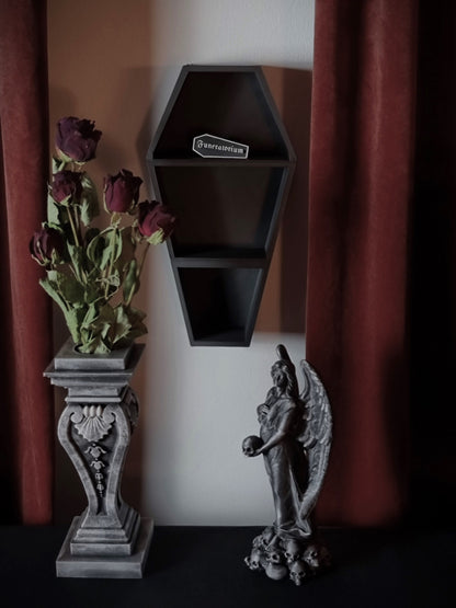Hanging Coffin Shelf, Tabletop Coffin Shelf, Curiosities Shelf, Crystal Display, Crystal Shelf, Oddities Shelf, Gothic Shelf, 3D-PRINTED
