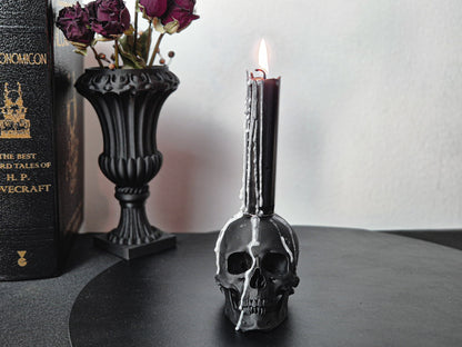 Candle Holder Skull, Black or White Realistic Replica Human Skull Gothic Candlestick Holder Handmade, Gift for Goth, 3D-PRINTED