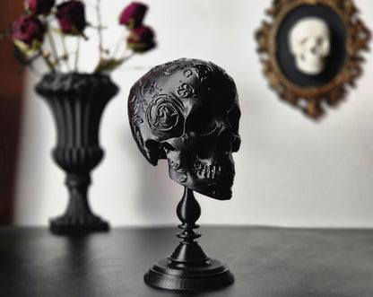 Gothic Baroque Victorian Filigree Human Skull Replica, Black Skull, White Skull, Gold Skull, Silver Skull, 3D-PRINTED