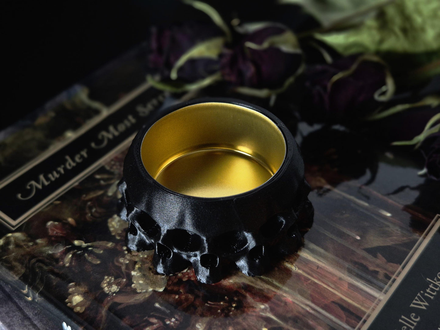 Gothic Tea Light Candle Holder "13 Skulls"