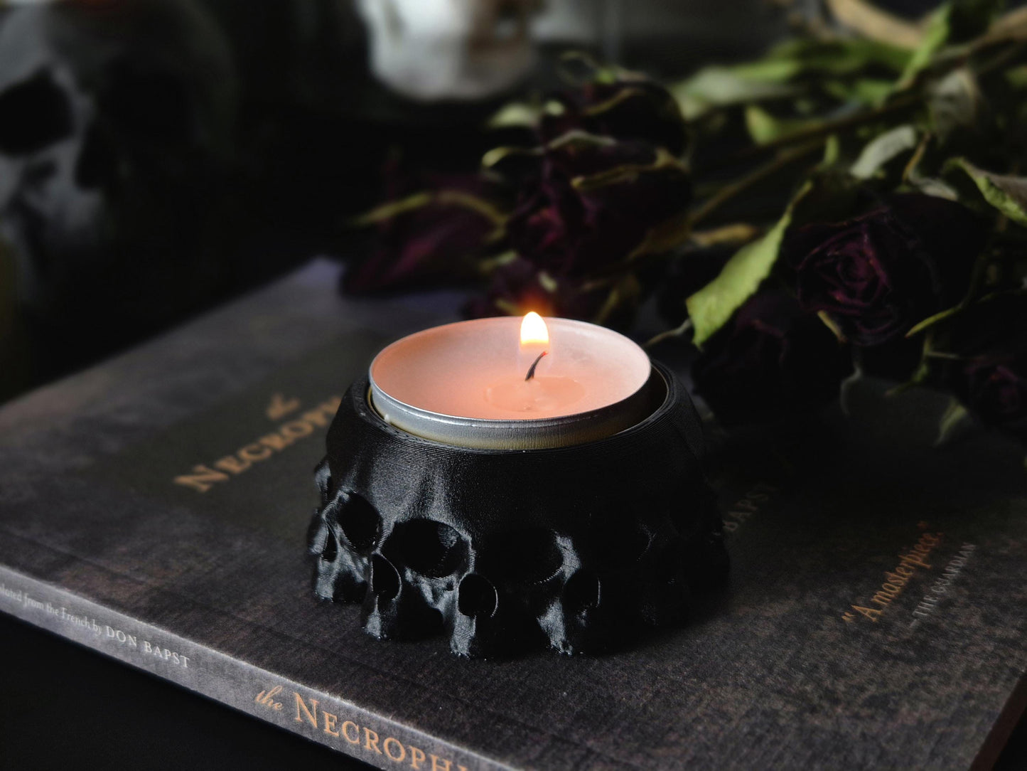 Gothic Tea Light Candle Holder "13 Skulls", Skull Candle Holder, Gothic Skull Tealight Candle Holder, Goth Gift, 3D-PRINTED