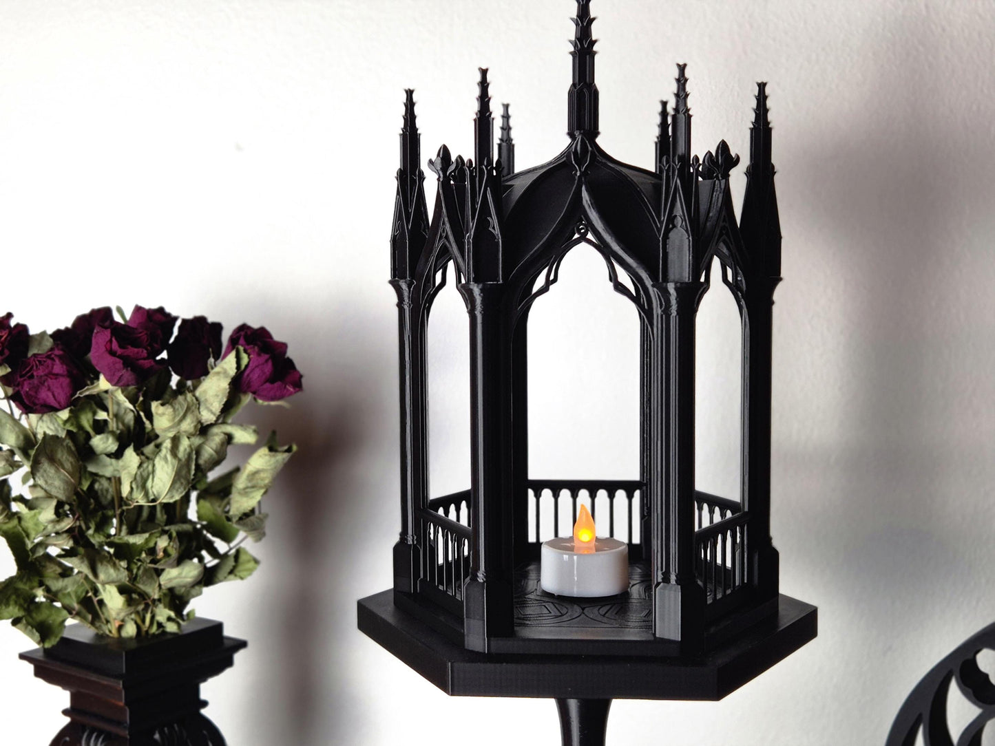 Gothic Tealight Holder "Tristessa" with Detachable Stand