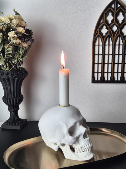 Candle Holder Skull, Black or White Realistic Replica Human Skull Gothic Candlestick Holder Handmade, Gift for Goth, 3D-PRINTED
