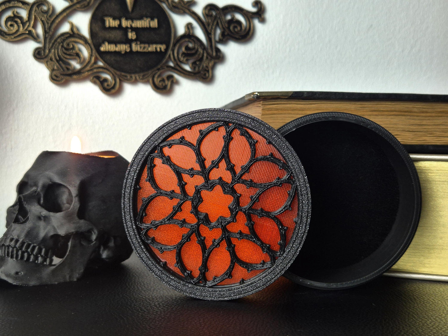 Gothic Jewelry Box "Santa Sangre", Cathedral Rose Window, 3D-PRINTED
