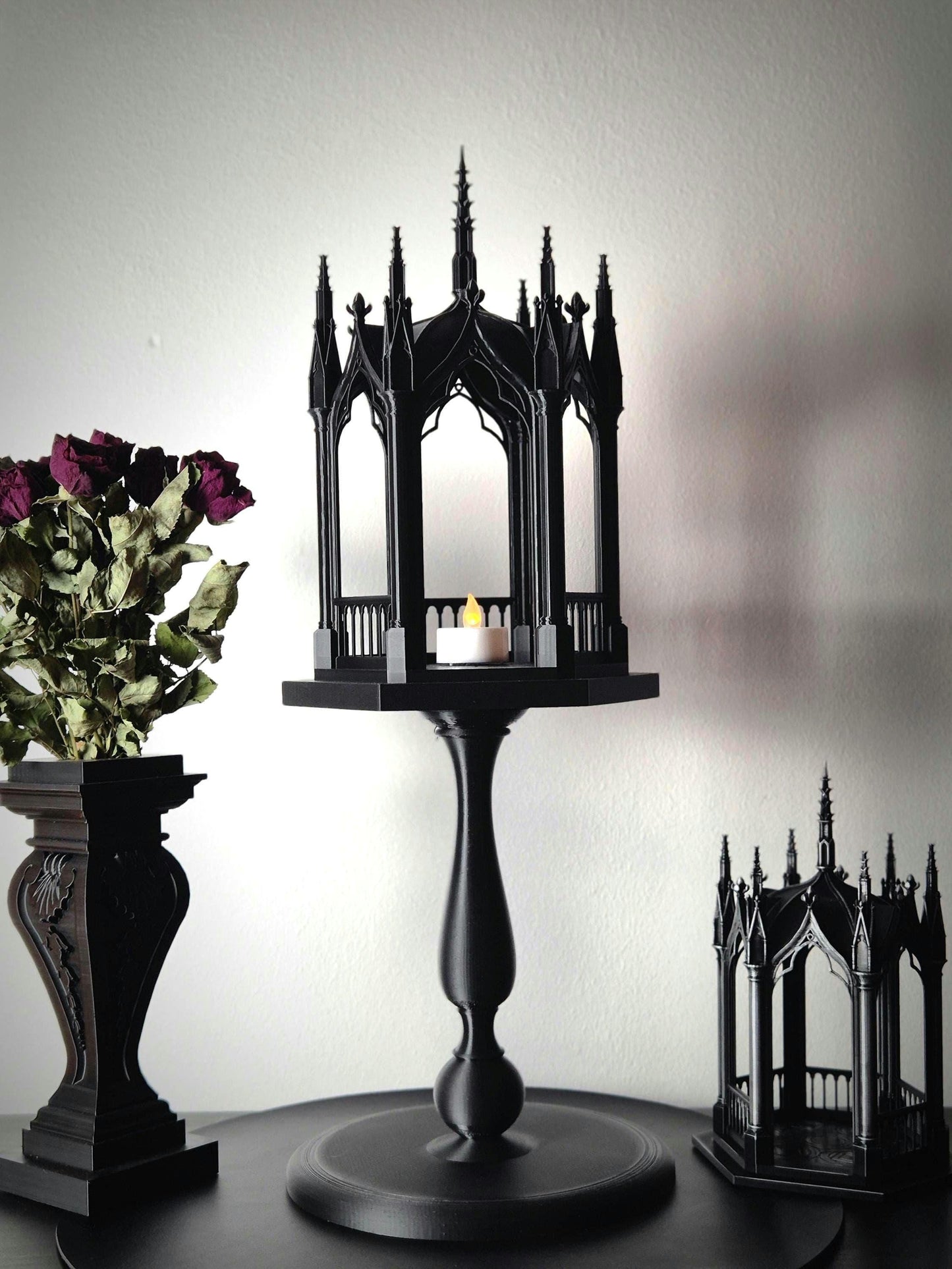 Gothic Tealight Holder "Tristessa" with Detachable Stand