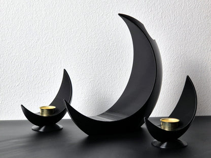 Set of Lunar Vase + 2 Lunar Candle holder | Crescent Moon Vase, Moon Phases Decor, Moon Home Decor, Flower Vase, Moon Phase Gift, Handmade