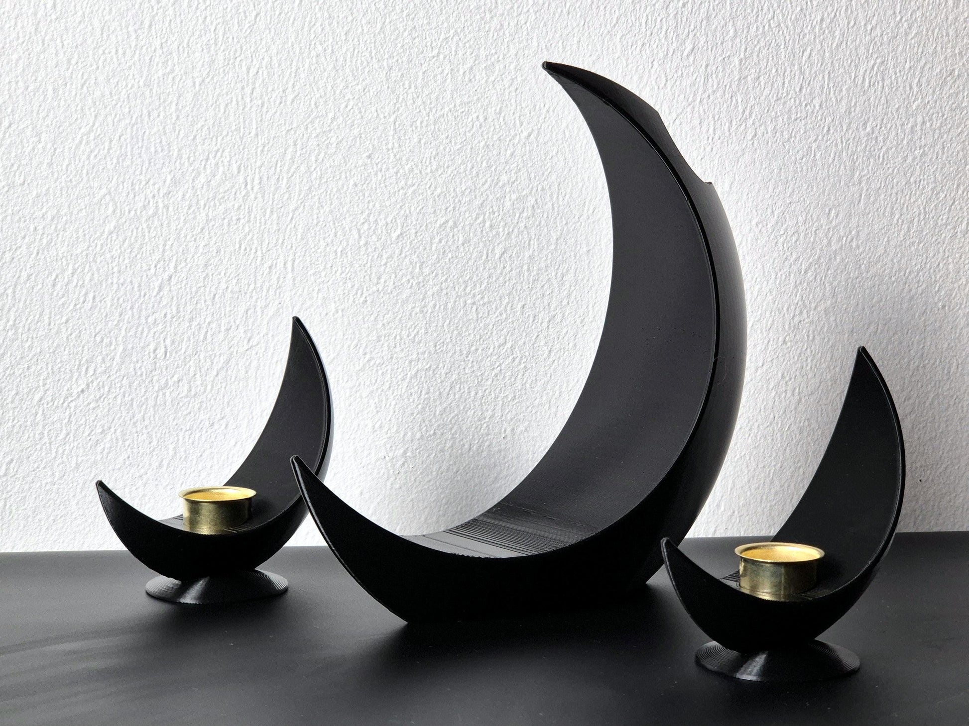 Set of Lunar Vase + 2 Lunar Candle holder