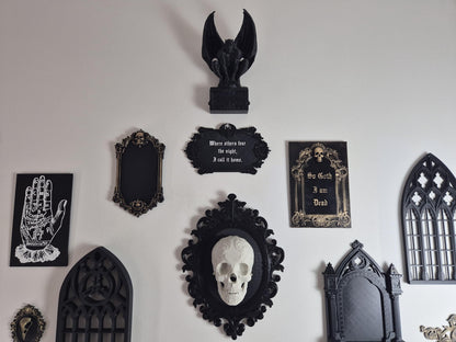 Gothic Skull Wall Plaque "So Goth I am Dead", Gothic Victorian Wall Art, Gothic Gallery Wall, Gothic Wall, 3D-PRINTED