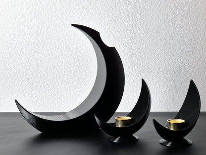 Set of Lunar Vase + 2 Lunar Candle holder | Crescent Moon Vase, Moon Phases Decor, Moon Home Decor, Flower Vase, Moon Phase Gift, Handmade