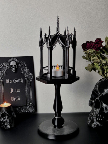 Gothic Tealight Holder "Tristessa" with Detachable Stand