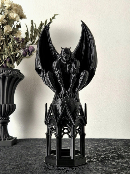 Gothic Tealight Holder Cathedral Gargoyle, Gargoyle Statue, Demon Sculpture, Devil Statue, Gift for Goth, Vampire Decor, 3D-PRINTED