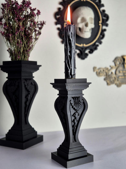 Gothic Candle Holder, 3D Printed Decor, Dark Victorian Home Accent, Witchy Candle Stand, Nocturne’s Embrace