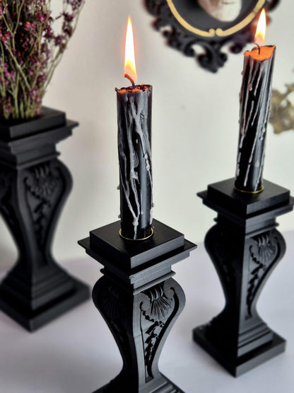Gothic Candle Holder, 3D Printed Decor, Dark Victorian Home Accent, Witchy Candle Stand, Nocturne’s Embrace