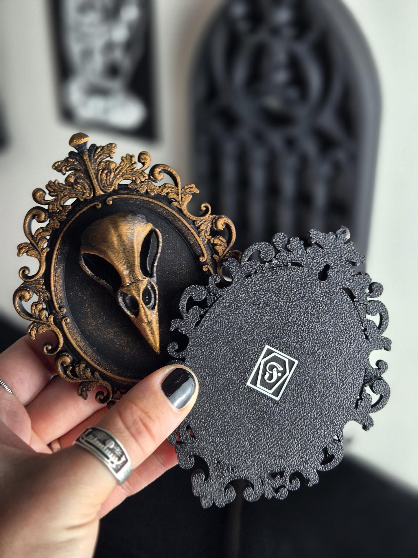 Gothic Victorian Raven Skull Frame "Gabriel"