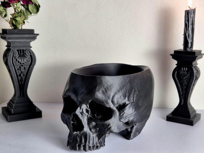 Human Skull Plant Pot – Gothic Skull Vase, Skull Bowl for Dried Flowers, Halloween Decor, Macabre Storage Container, Oddities Gift, 3D-PRINT