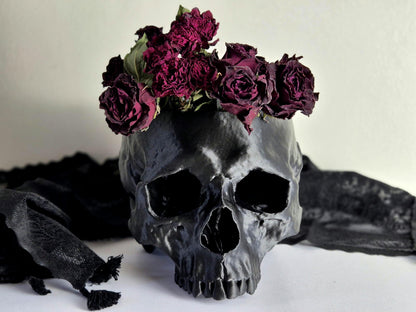 Human Skull Plant Pot – Gothic Skull Vase, Skull Bowl for Dried Flowers, Halloween Decor, Macabre Storage Container, Oddities Gift, 3D-PRINT