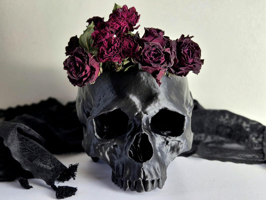 Human Skull Plant Pot – Gothic Skull Vase, Skull Bowl for Dried Flowers, Halloween Decor, Macabre Storage Container, Oddities Gift, 3D-PRINT