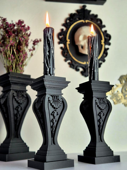 Gothic Candle Holder, 3D Printed Decor, Dark Victorian Home Accent, Witchy Candle Stand, Nocturne’s Embrace