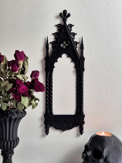 Gothic Cathedral Arch Wall Frame – 3D Printed Window Frame | Gothic Decor, Black or Hand Painted Gold/Silver | Gothic Revival Shelf Accent