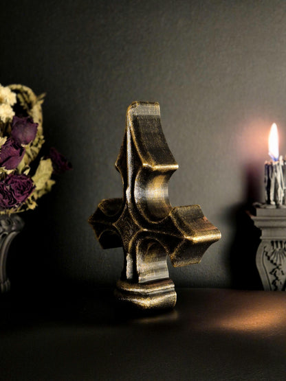 Gothic Cross Wall or Shelf Decor – 3D Printed Cathedral Accent | Gothic Gallery Wall Filler | Black or Hand-Painted Gold/Silver