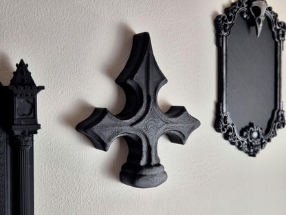 Gothic Cross Wall or Shelf Decor – 3D Printed Cathedral Accent | Gothic Gallery Wall Filler | Black or Hand-Painted Gold/Silver