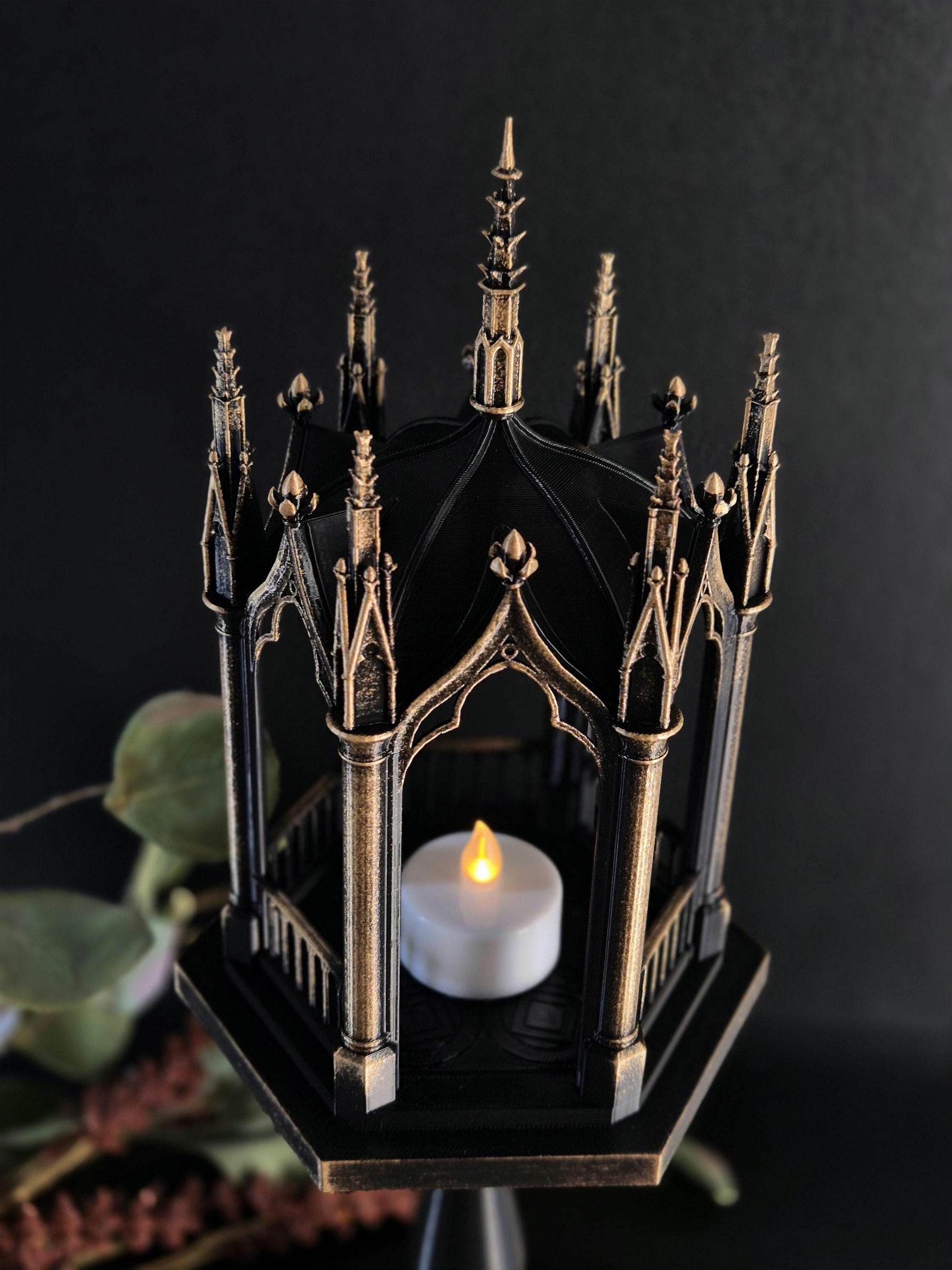 Gothic Tealight Holder "Tristessa" with Detachable Stand