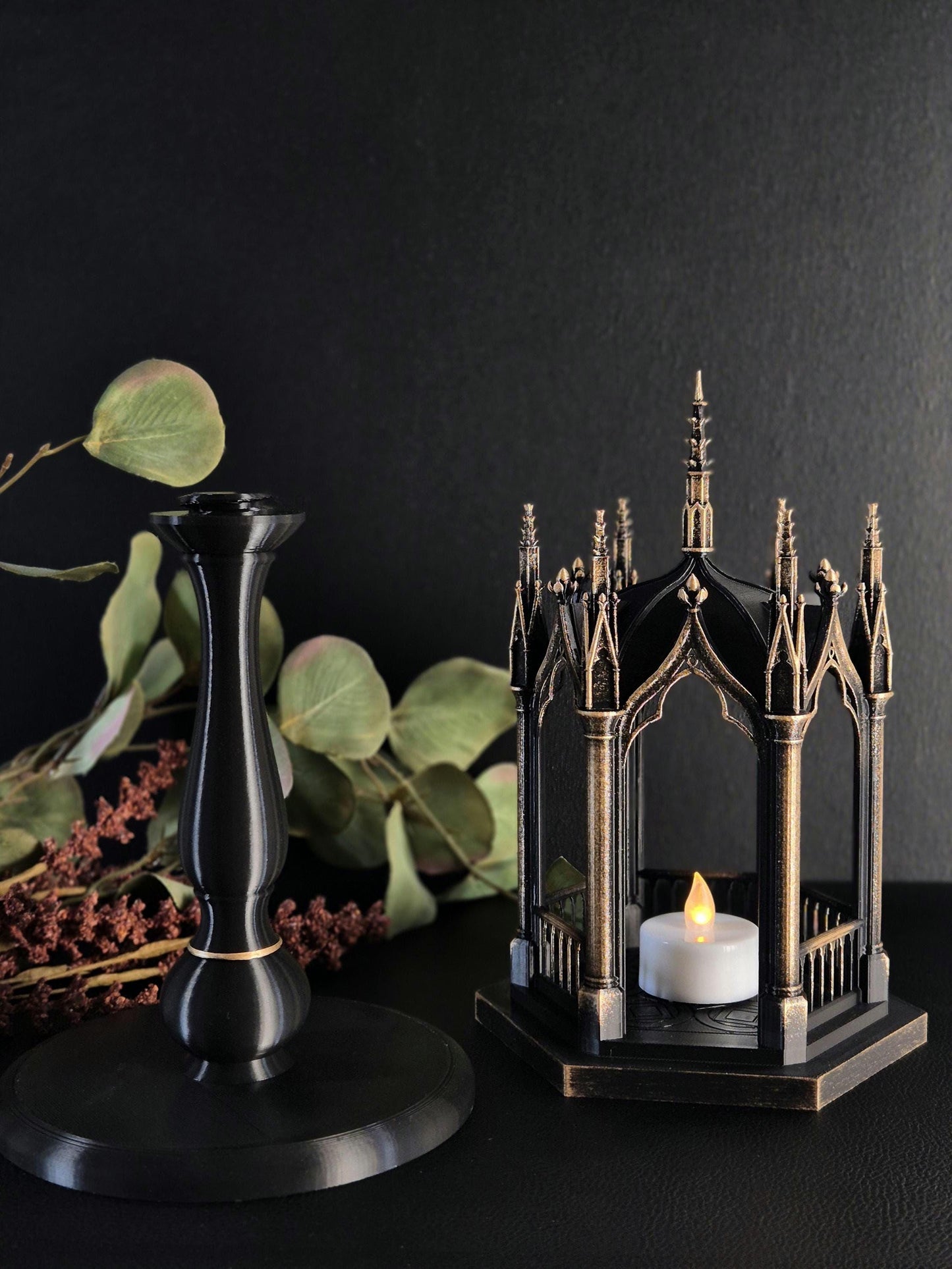 Gothic Tealight Holder "Tristessa" with Detachable Stand