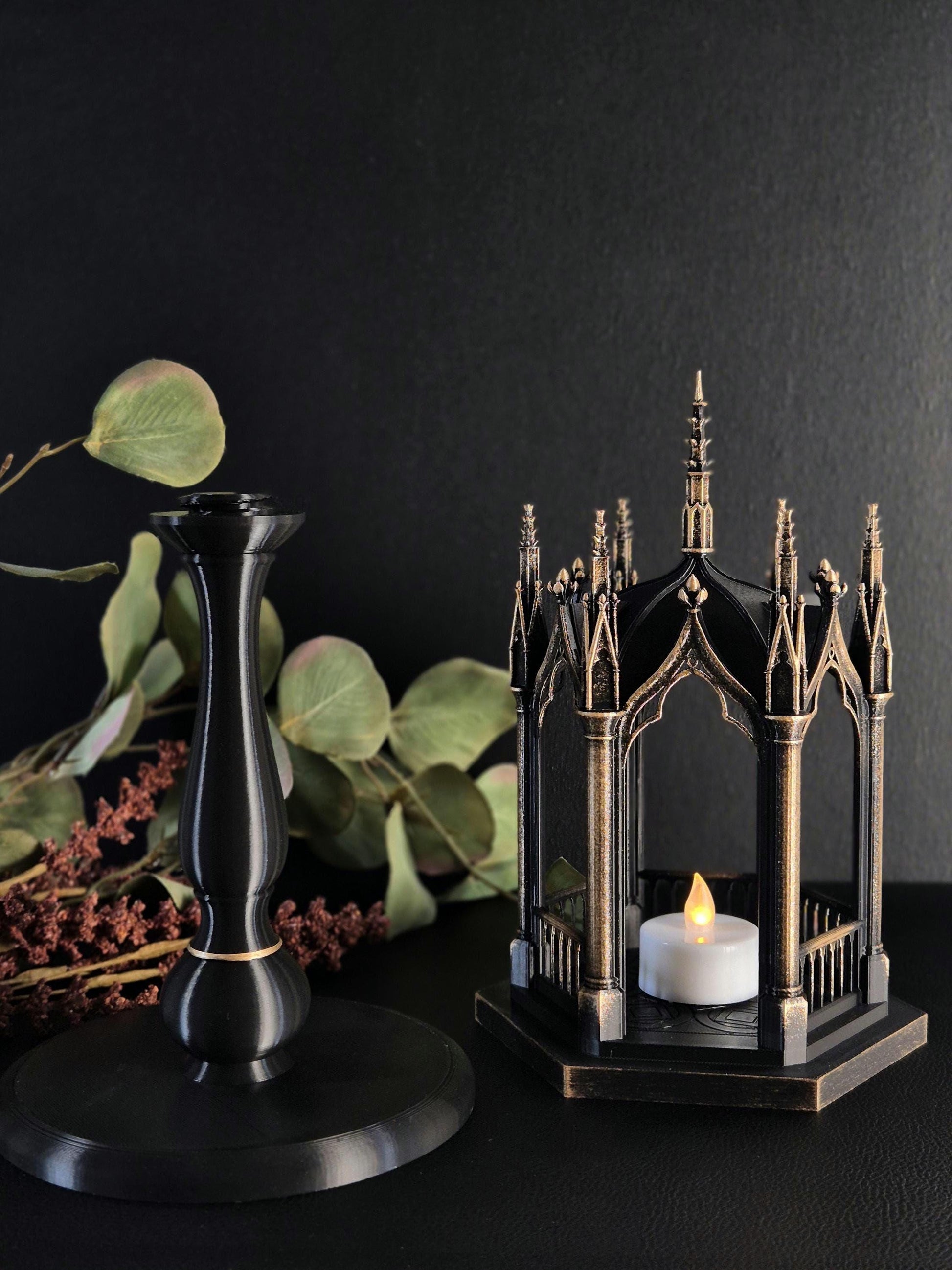 Gothic Tealight Holder "Tristessa" with Detachable Stand