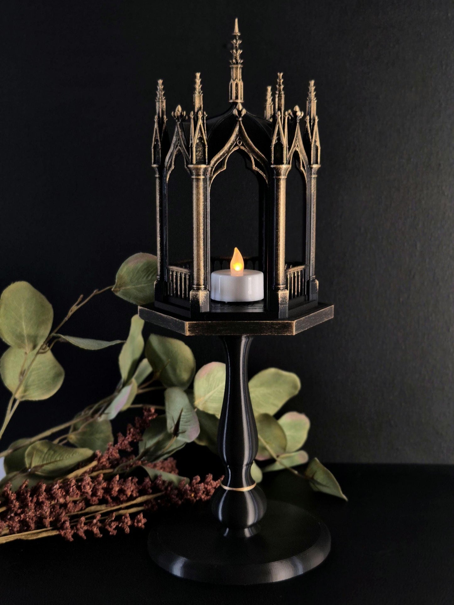 Gothic Tealight Holder "Tristessa" with Detachable Stand