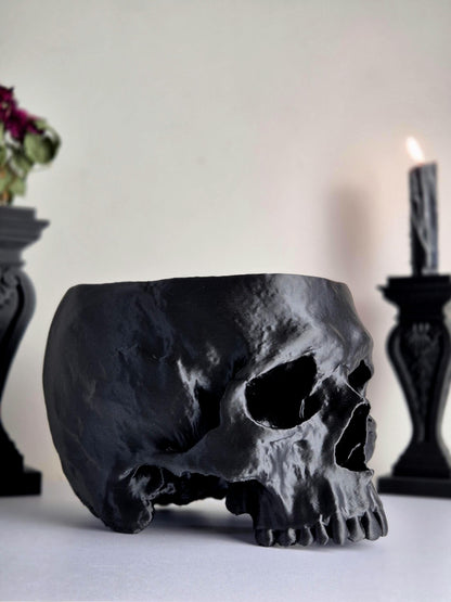 Human Skull Plant Pot – Gothic Skull Vase, Skull Bowl for Dried Flowers, Halloween Decor, Macabre Storage Container, Oddities Gift, 3D-PRINT