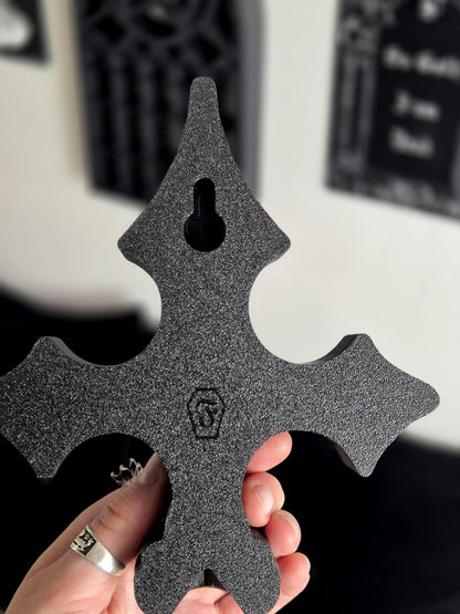 Gothic Cross Wall or Shelf Decor – 3D Printed Cathedral Accent | Gothic Gallery Wall Filler | Black or Hand-Painted Gold/Silver