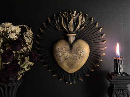 Sacred Heart Gothic Wall Plaque