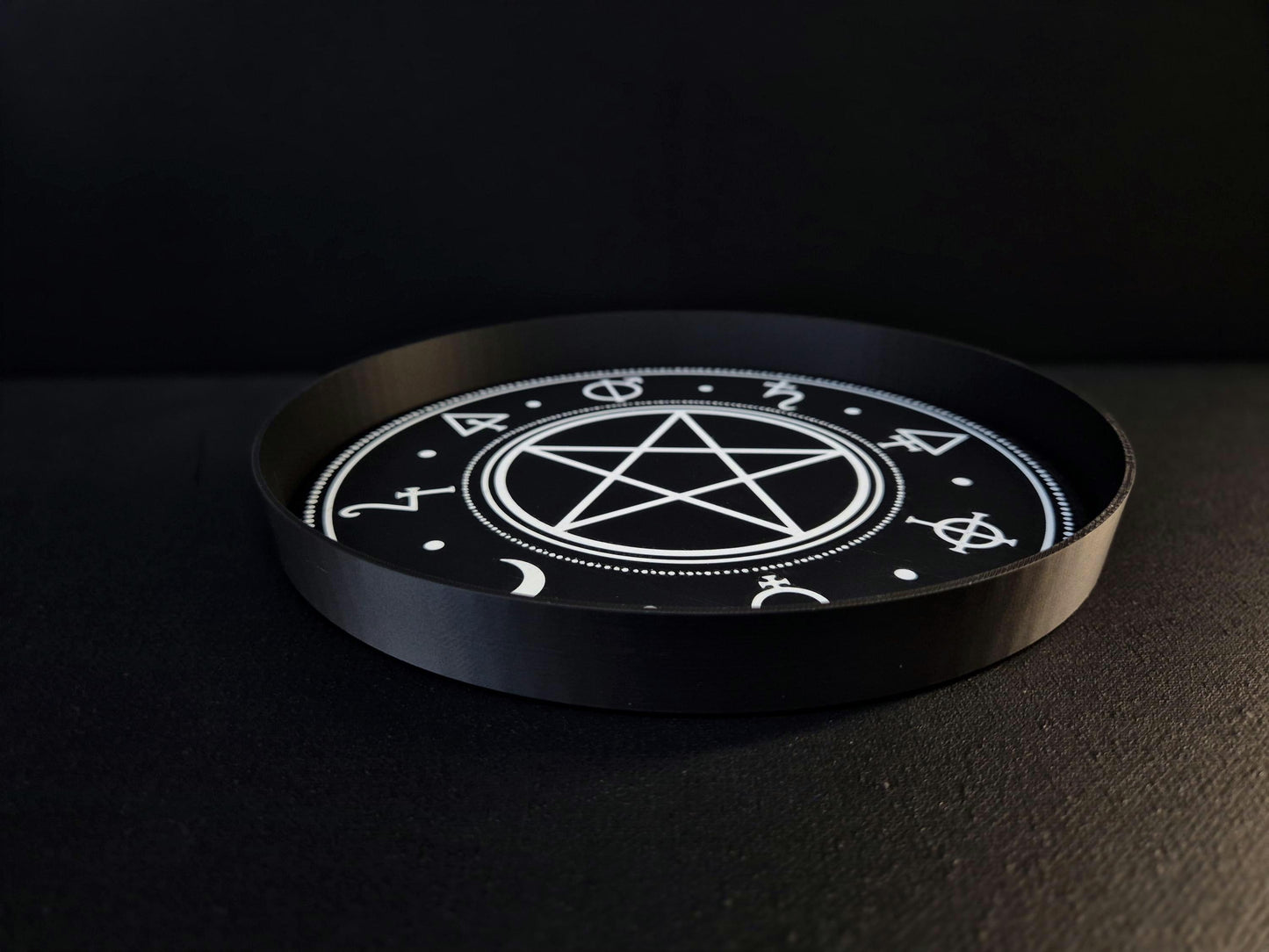 Gothic Pentagram Tray with Occult Symbols