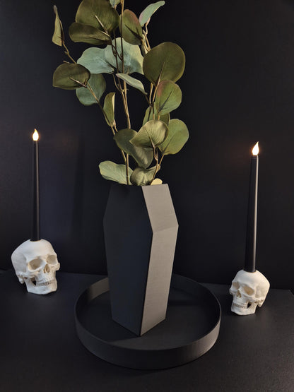 Coffin Vase for Dried Flowers – Gothic Black Vase, 3D Printed Witchy Home Decor, Halloween Centerpiece, Alternative Gothic Gift