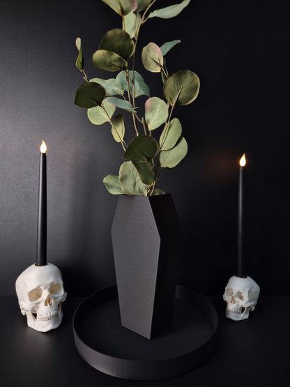 Coffin Vase for Dried Flowers – Gothic Black Vase, 3D Printed Witchy Home Decor, Halloween Centerpiece, Alternative Gothic Gift