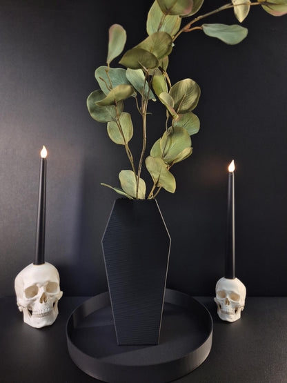 Coffin Vase for Dried Flowers – Gothic Black Vase, 3D Printed Witchy Home Decor, Halloween Centerpiece, Alternative Gothic Gift