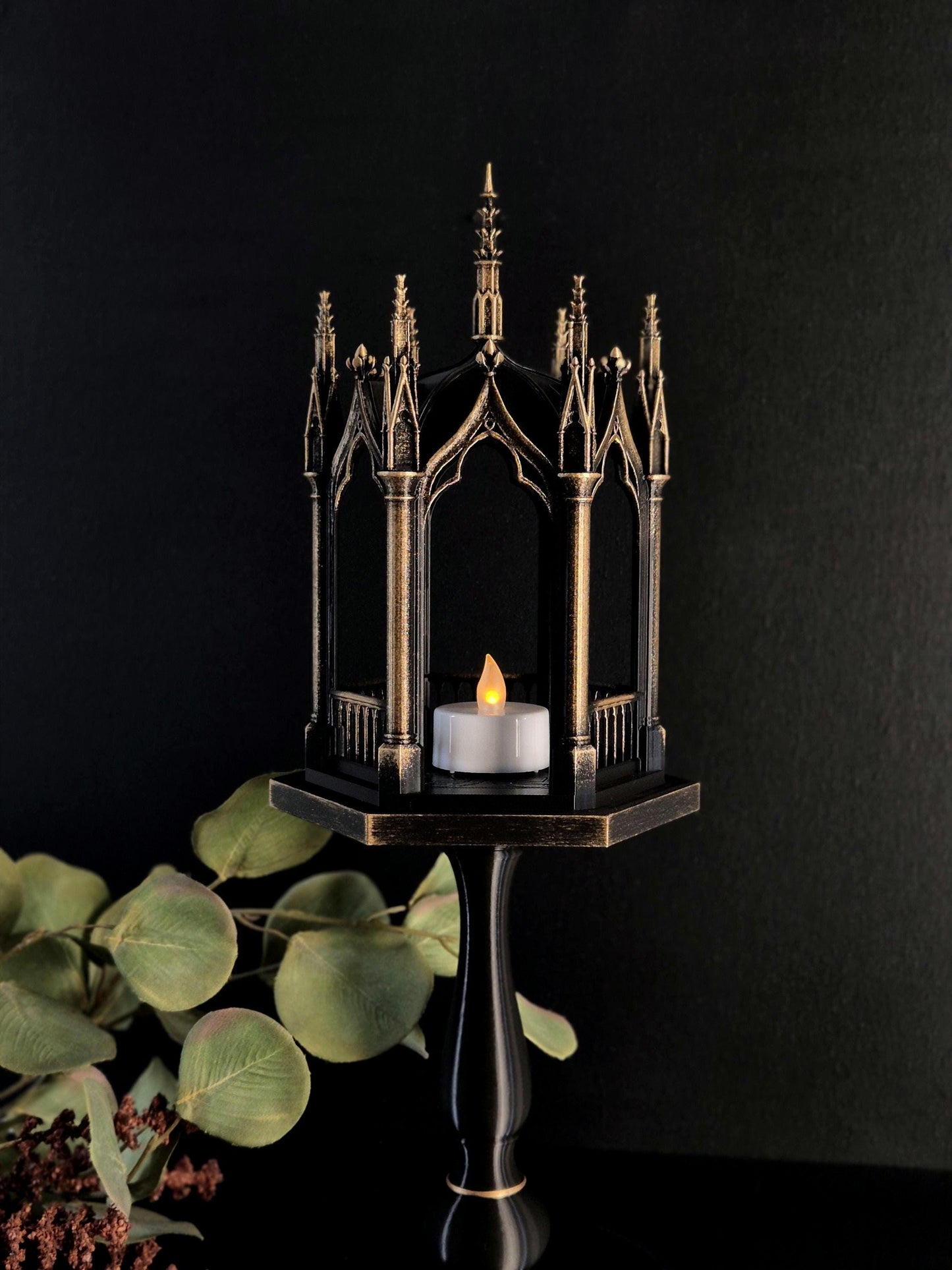 Gothic Tealight Holder "Tristessa" with Detachable Stand