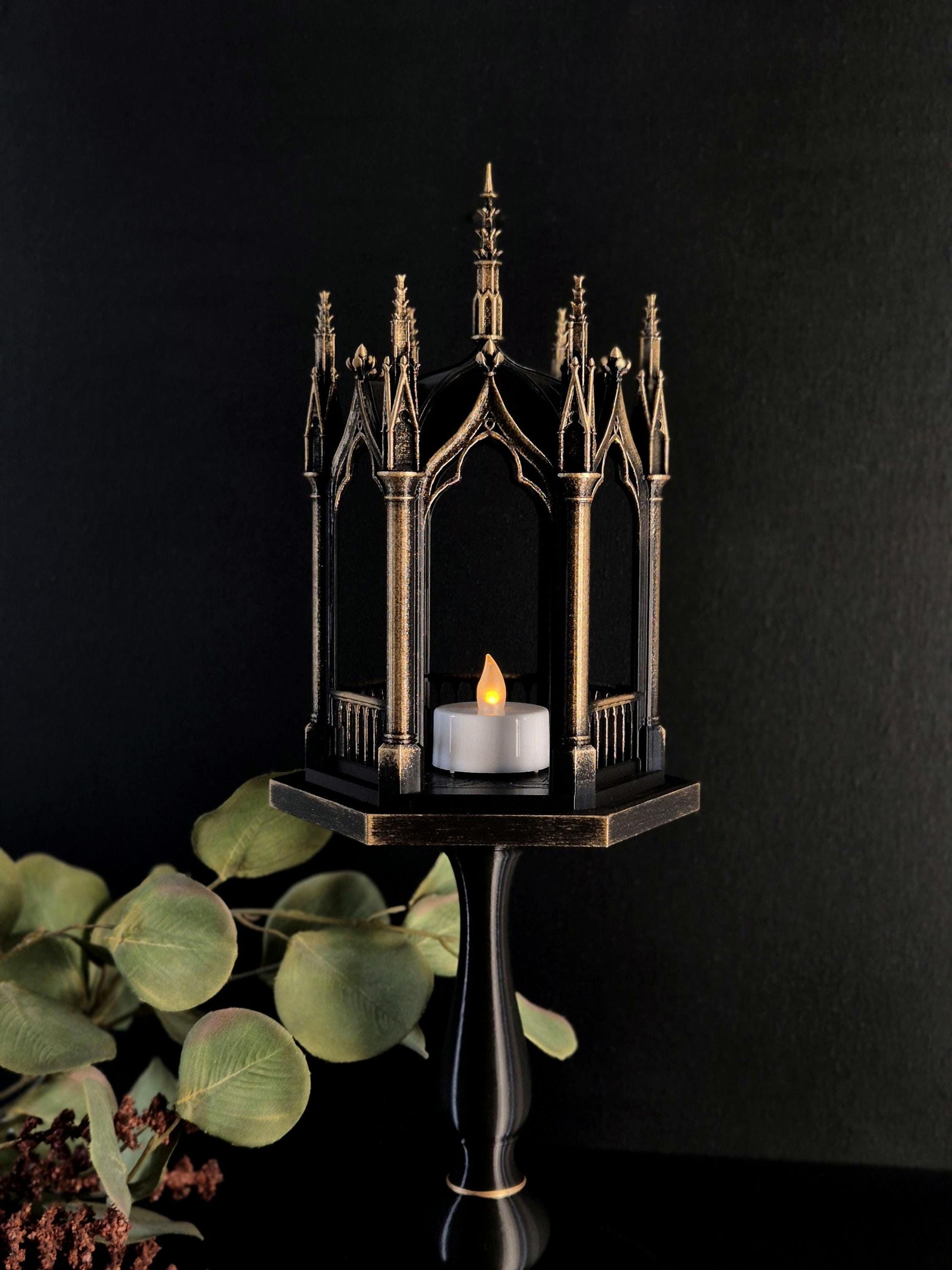 Gothic Tealight Holder "Tristessa" with Detachable Stand