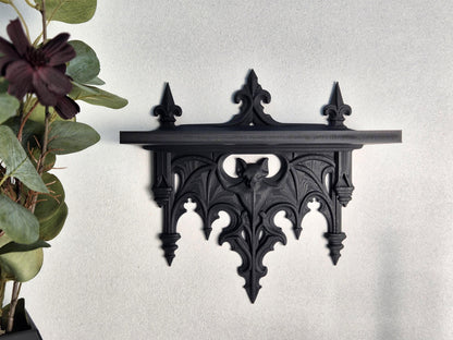 Gothic Bat Wall Shelf – Victorian Decor for Crystals, Candles & Oddities | Dark Academia Home Altar Shelf | Vampire Home Decor|Gift for Goth