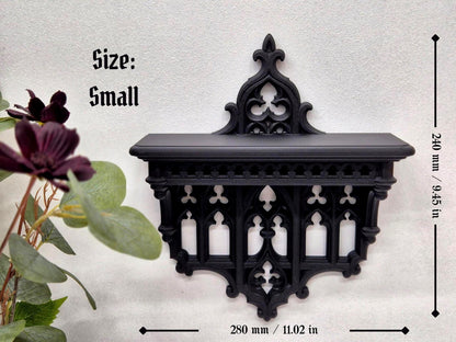 Elegant Victorian Wall Shelf – 3D Printed Gothic Decor, Gothic Decor for Crystals orJewelry, Candle Holder,Dark Academia Shelf,Gift for Goth