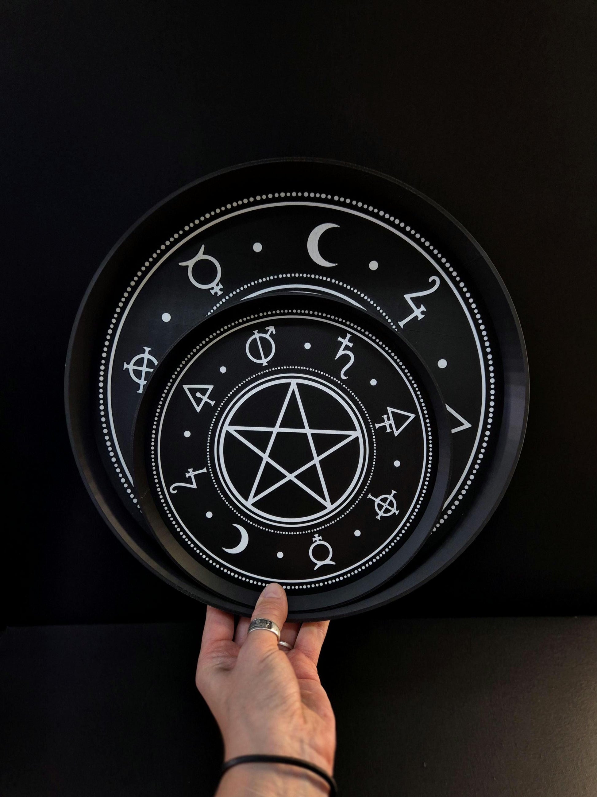 Gothic Pentagram Tray with Occult Symbols