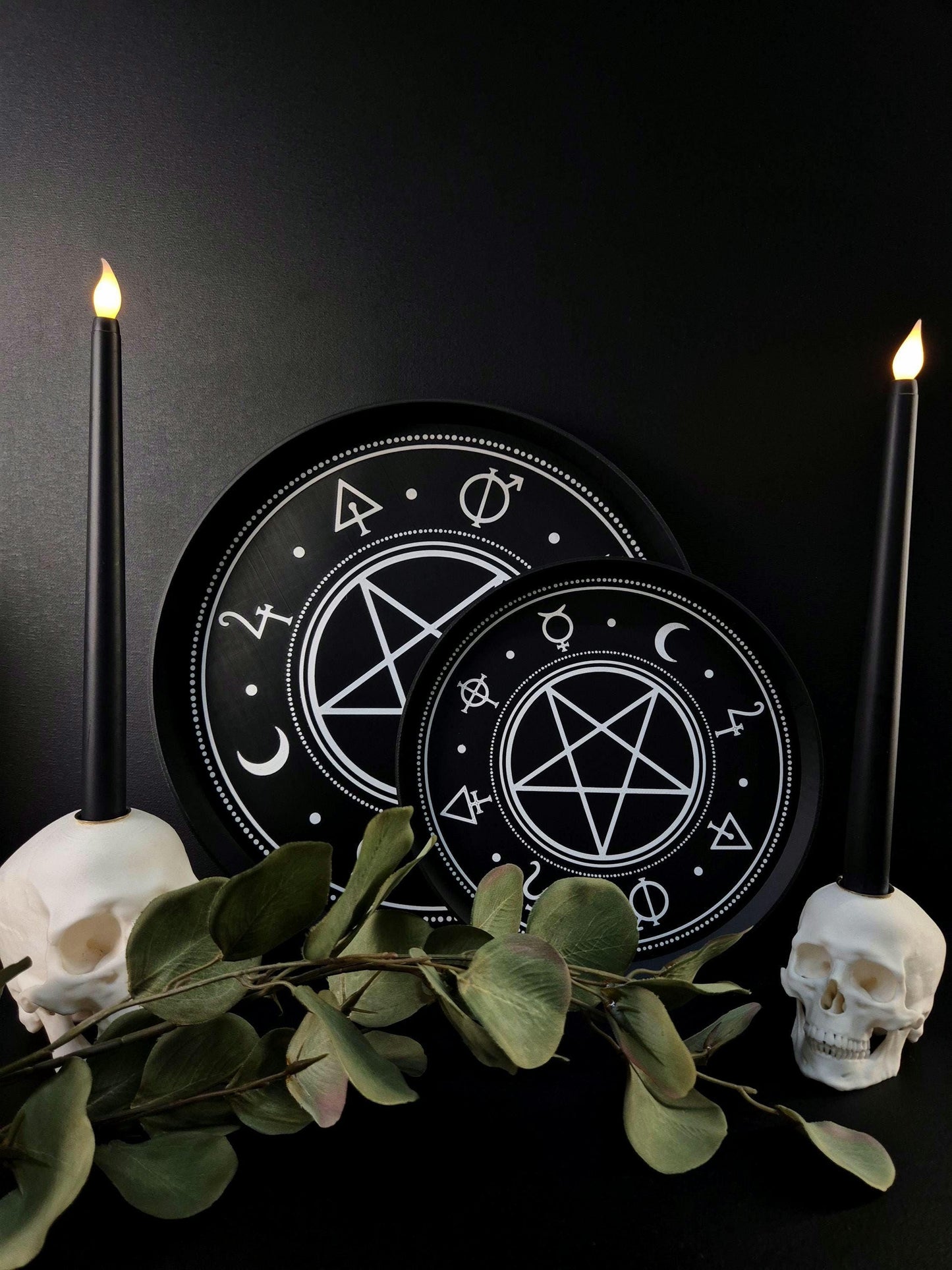 Gothic Pentagram Tray with Occult Symbols