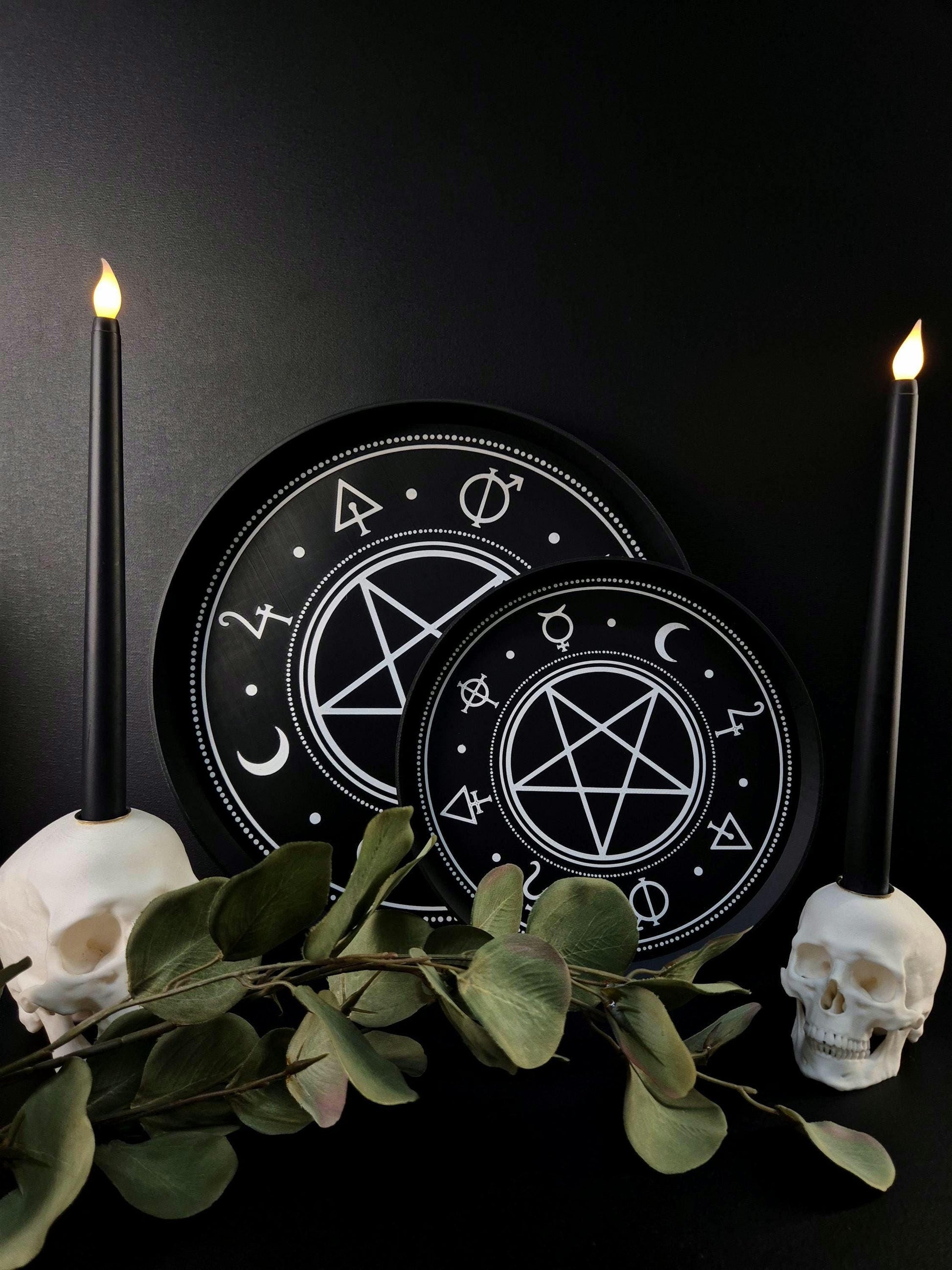 Gothic Pentagram Tray with Occult Symbols