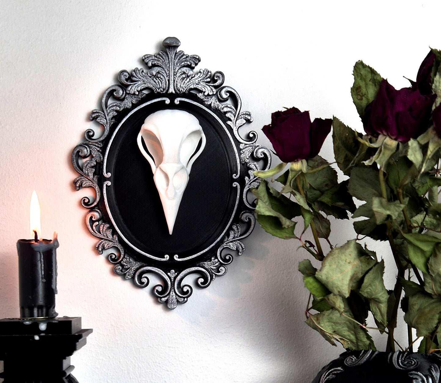 Gothic Victorian Raven Skull Frame "Edgar"