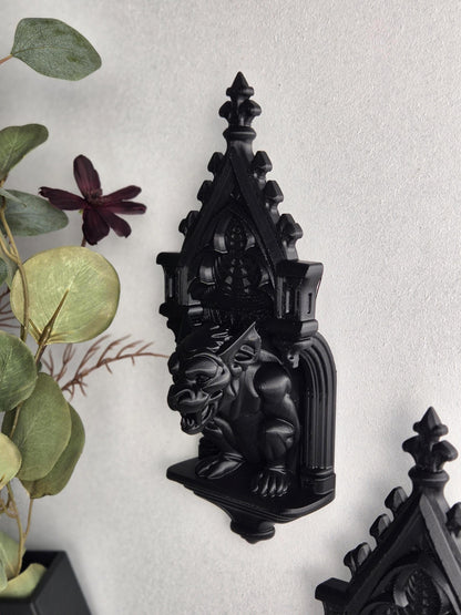 Gothic Gargoyle Wall Corbel – Medieval Chimera Bracket, 3D-Printed Gothic Sculpture, Medieval Wall Art, Gothic Wall Hanging, Gothic Gift