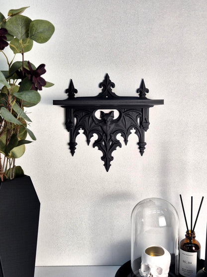 Gothic Bat Wall Shelf – Victorian Decor for Crystals, Candles & Oddities | Dark Academia Home Altar Shelf | Vampire Home Decor|Gift for Goth