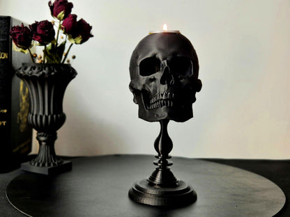 Skull Tealight Candle Holder with Detachable Plinth "Nox"