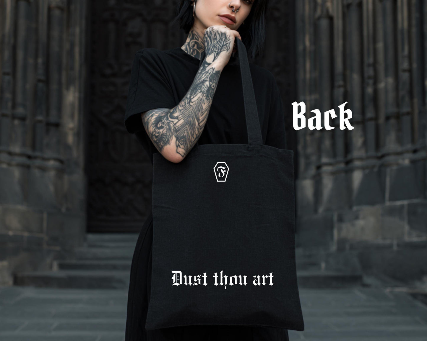 Cathedral Spire Tote Bag – Gothic Architecture Canvas Tote – Dark Aesthetic Bag – Architectural Art Print