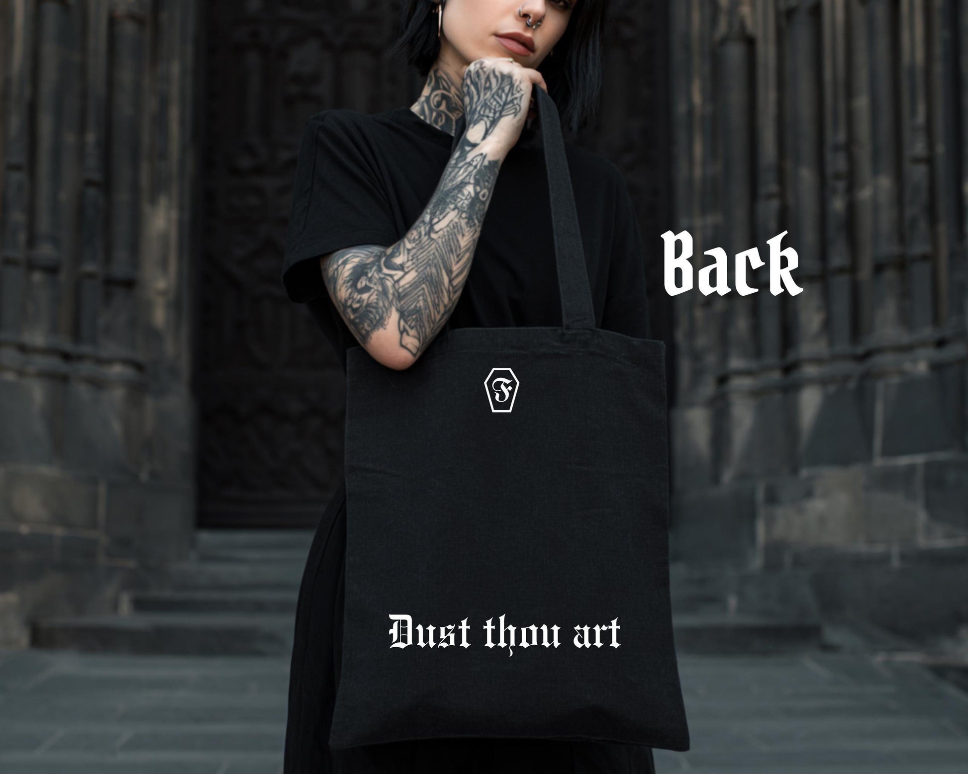 Cathedral Spire Tote Bag – Gothic Architecture Canvas Tote – Dark Aesthetic Bag – Architectural Art Print