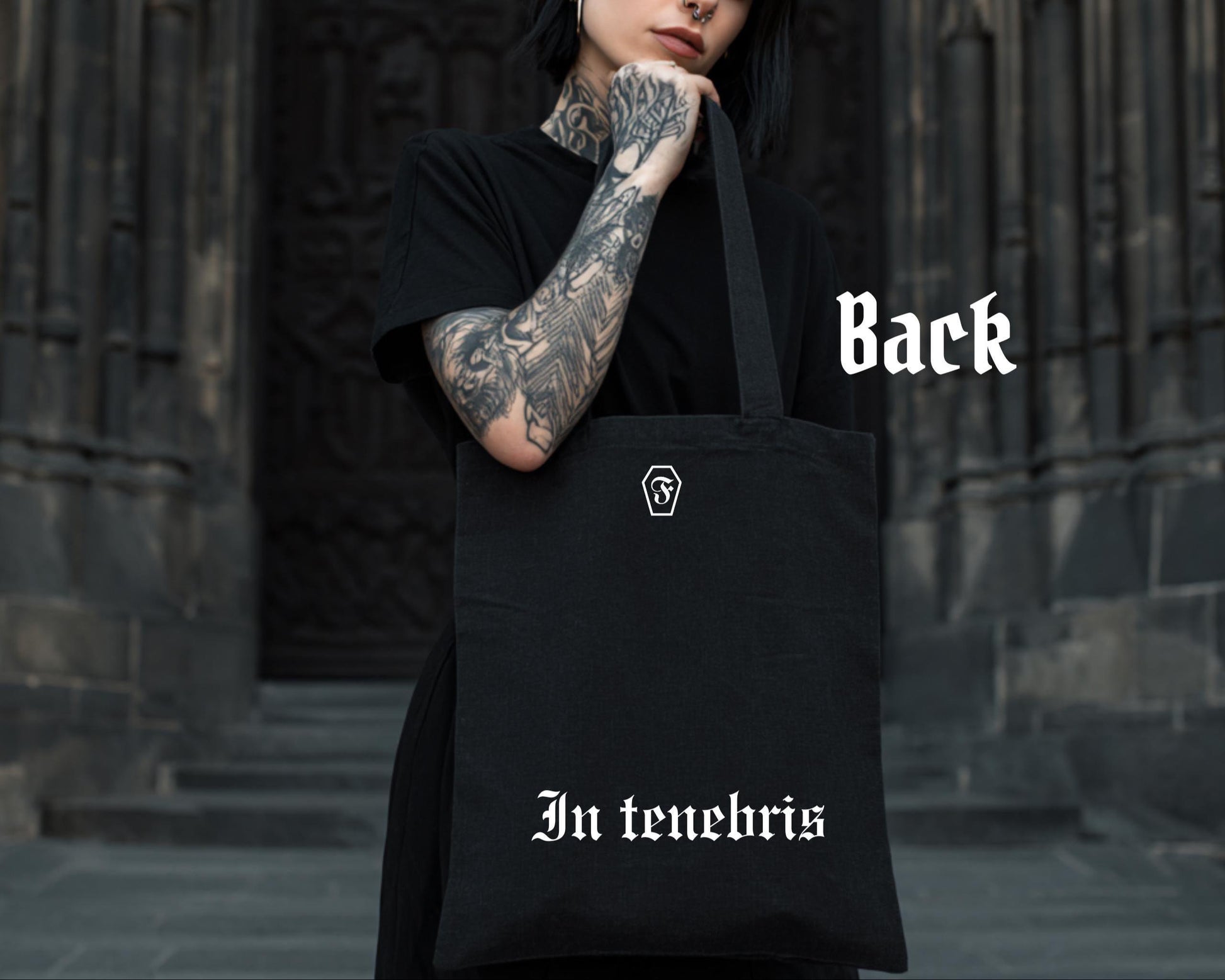 Cathedral Arch Tote Bag V3 – Gothic Architecture Canvas Tote – Dark Aesthetic Bag – Architectural Art Print